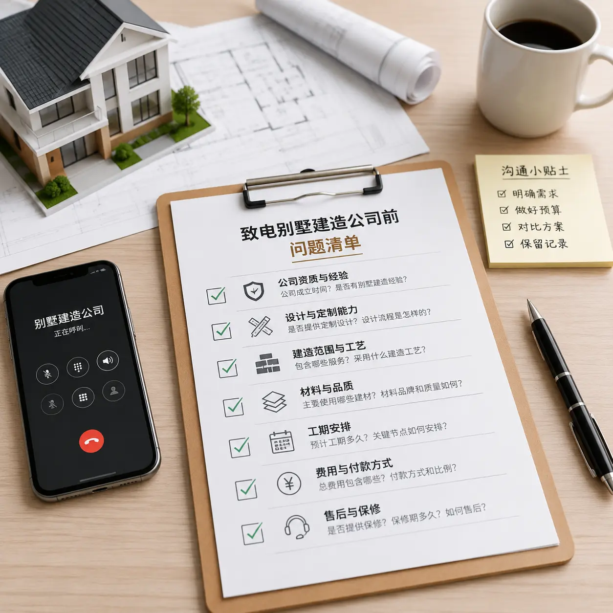 在镇远拨打别墅建造公司电话前的准备工作